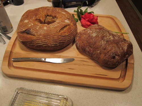Roasted Garlic Levain and Toasted Hazelnut Bread